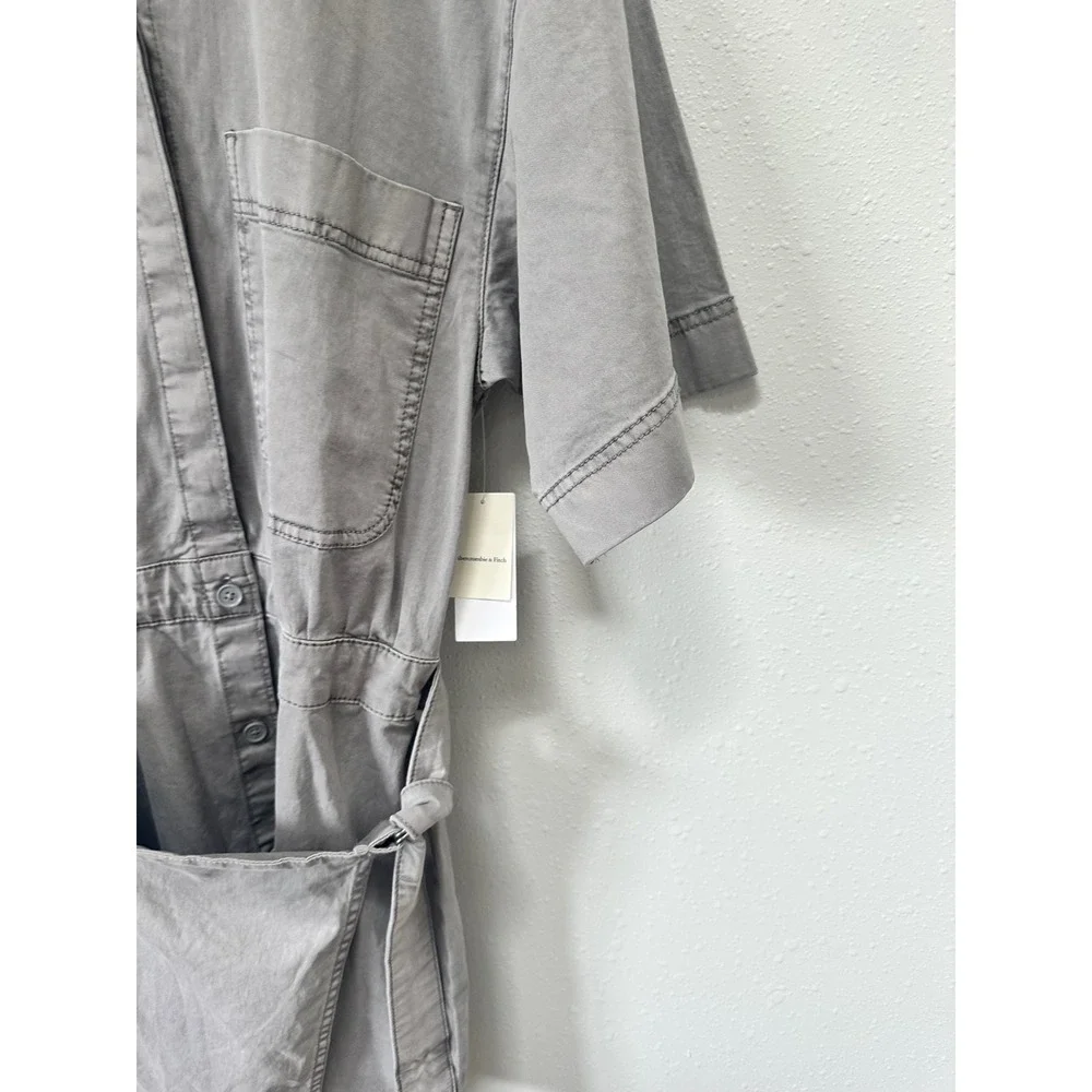 Abercrombie & Fitch Romper Womens‎ MT Grey Utility Wrap Front Garment Dyed NWT